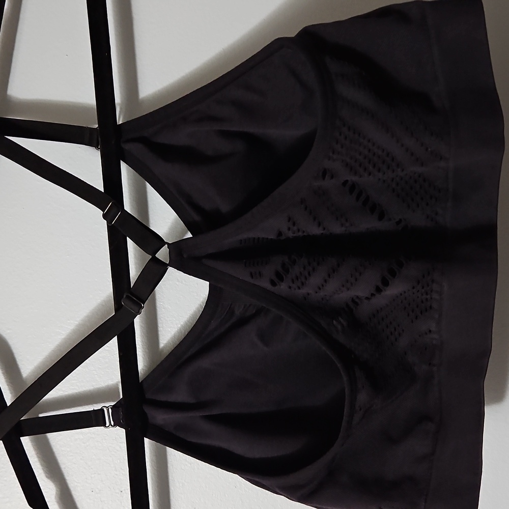 Women's Ryka Black Strappy Bralette W/Removable Pads Size XL - Picture 2 of 8